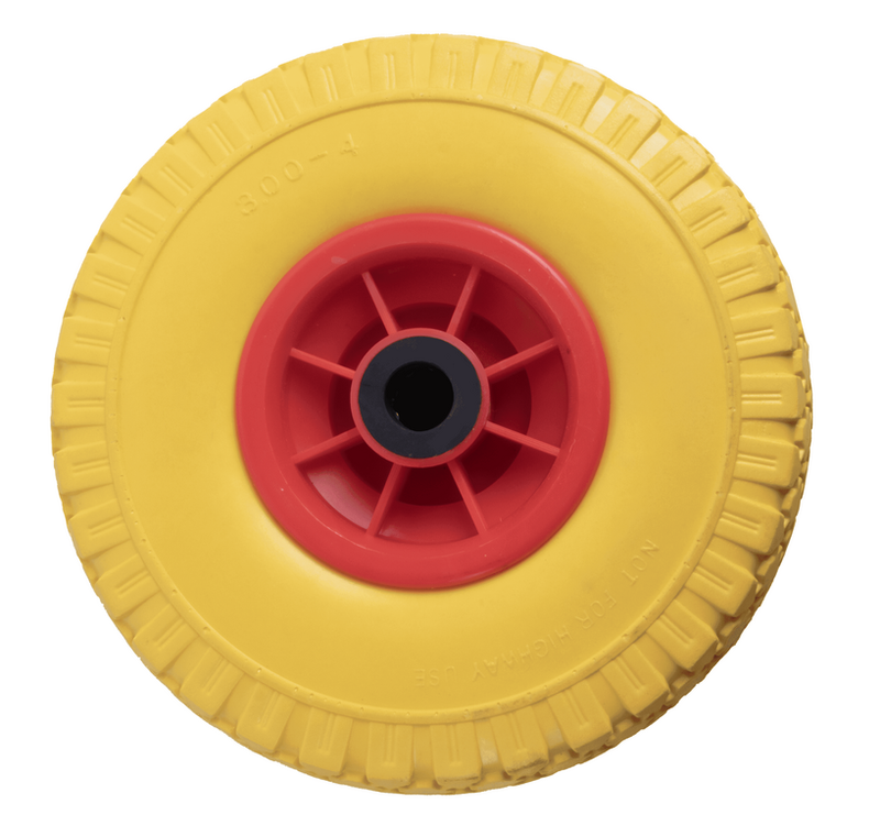 Ruota per carrelli gialla in poliuretano 3.00x4” portata 50kg Ø 250mm (1)