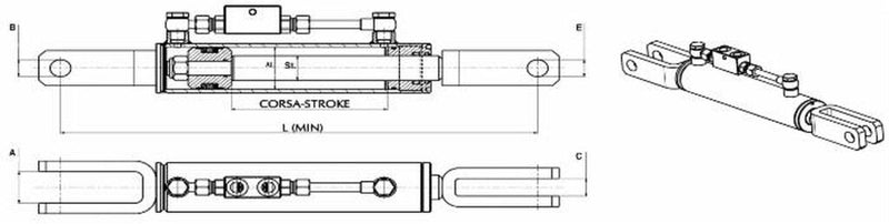 Braccio laterale idraulico 60x30x103mm