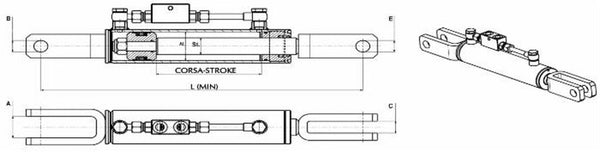 Braccio laterale idraulico 70x35x150mm