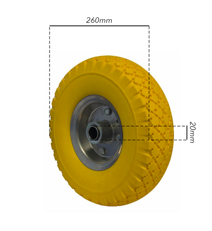 Ruota per carrelli gialla in poliuretano 3.00x4" portata 60kg Ø 260mm (3)