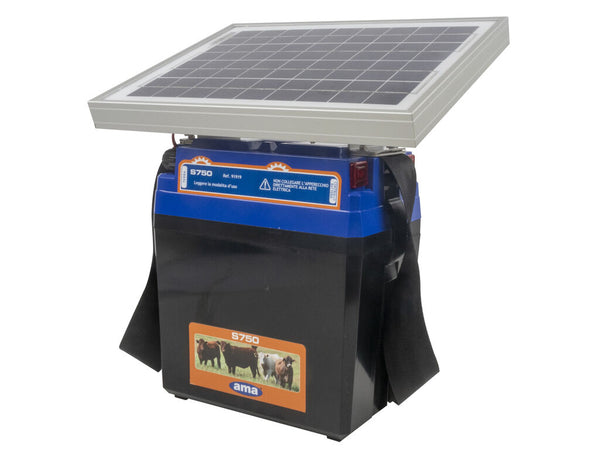 Elettrificatore Ranch Ama S750 a batteria con alimentazione a pannello solare 10W