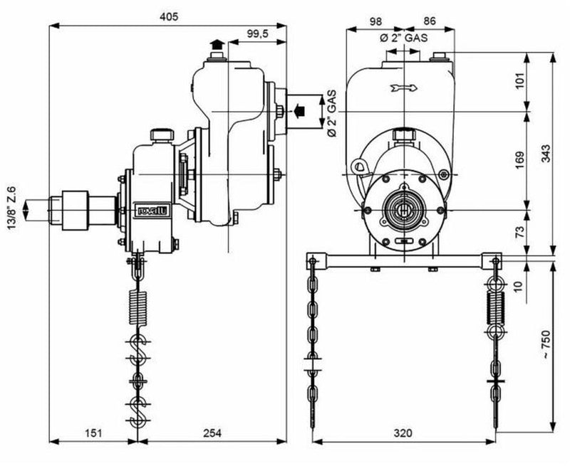 Pompa autoadescante con moltiplicatore, collegamento p.d.f. del trattore (2)