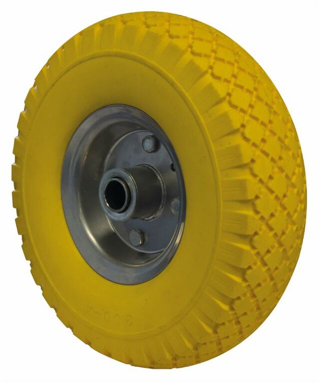 Ruota per carrelli gialla in poliuretano 3.00x4" portata 60kg Ø 260mm
